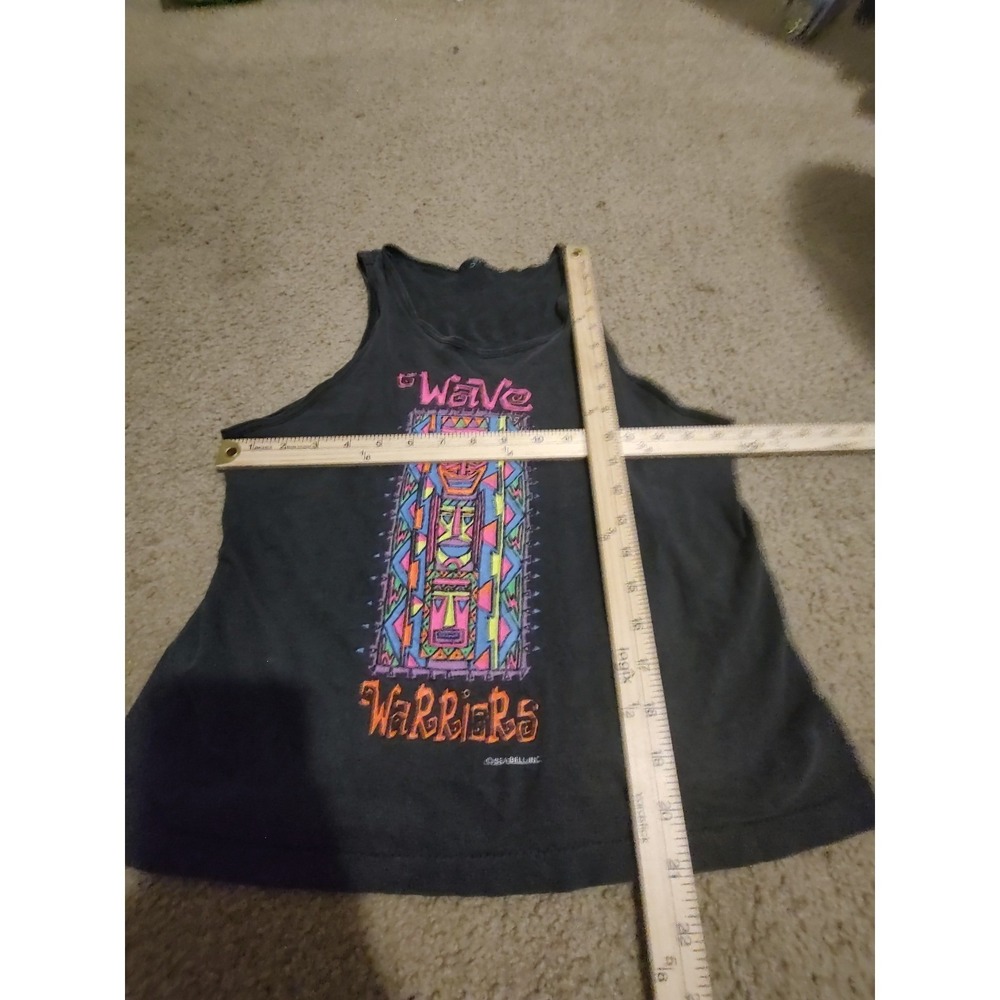 Sea Bell Inc Wave Warriors Tank Top Mens M Black Excellent Vintage 90s Tiki Surf